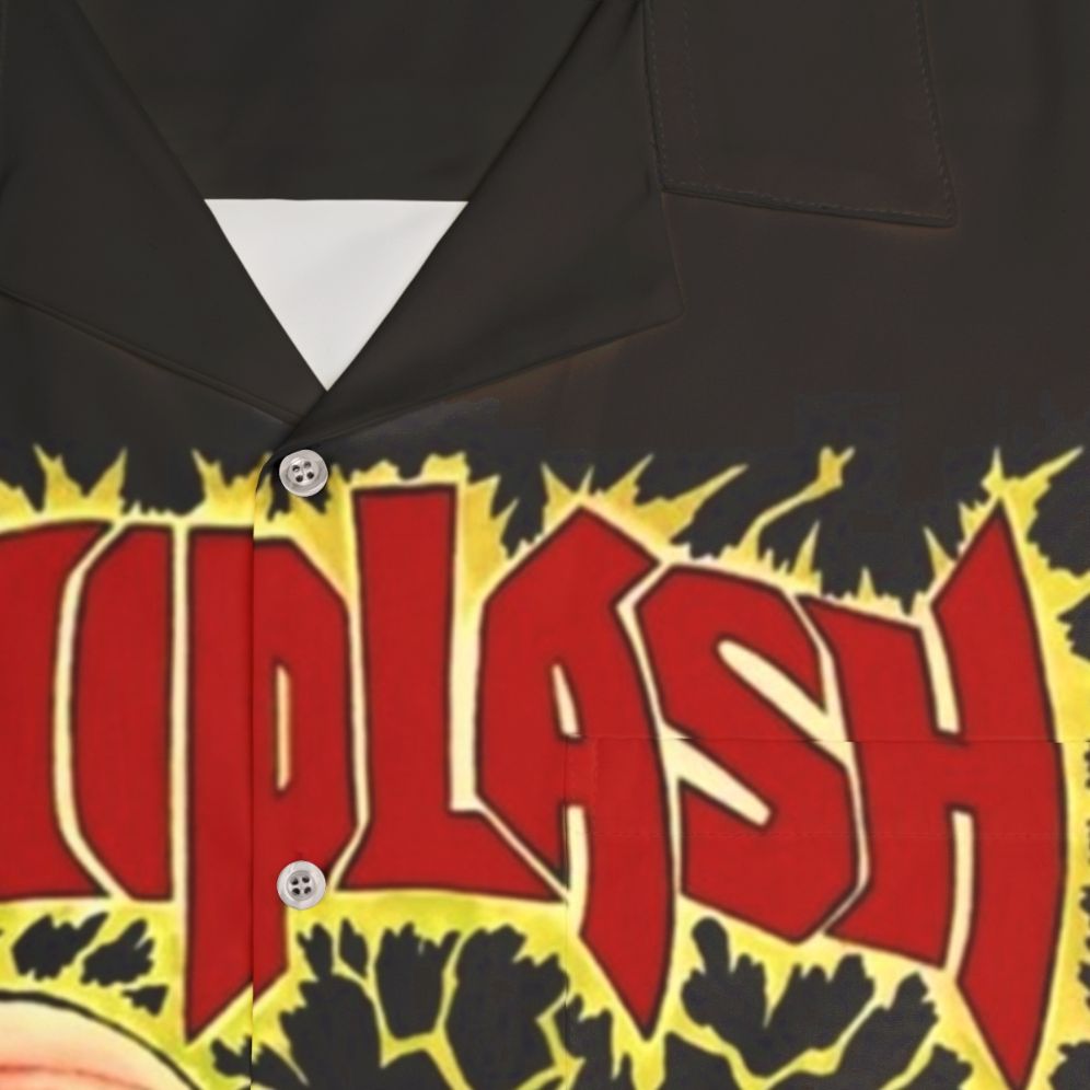 Whiplash-inspired Hawaiian shirt featuring drum and music motifs - Detail