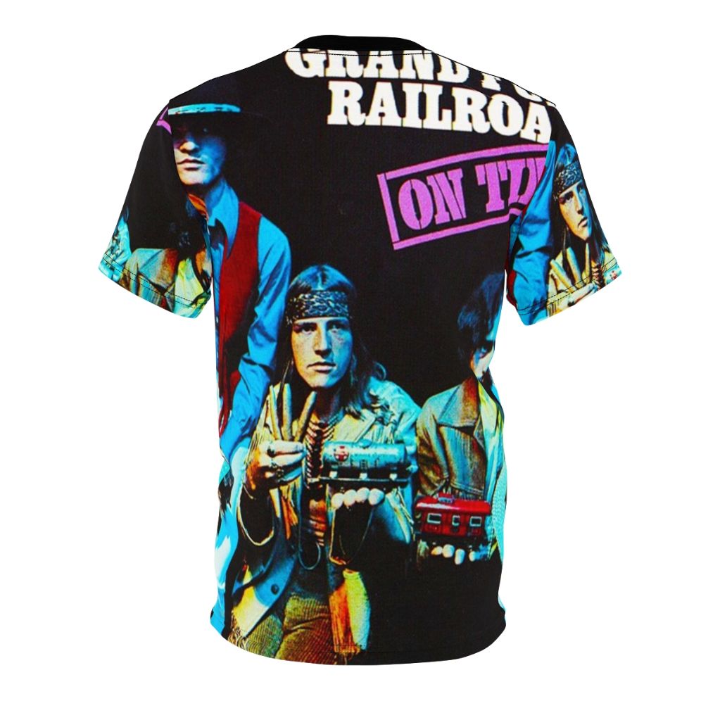 Classic rock t-shirt design featuring the iconic album art of Grand Funk Railroad's 'On Time' album - Back