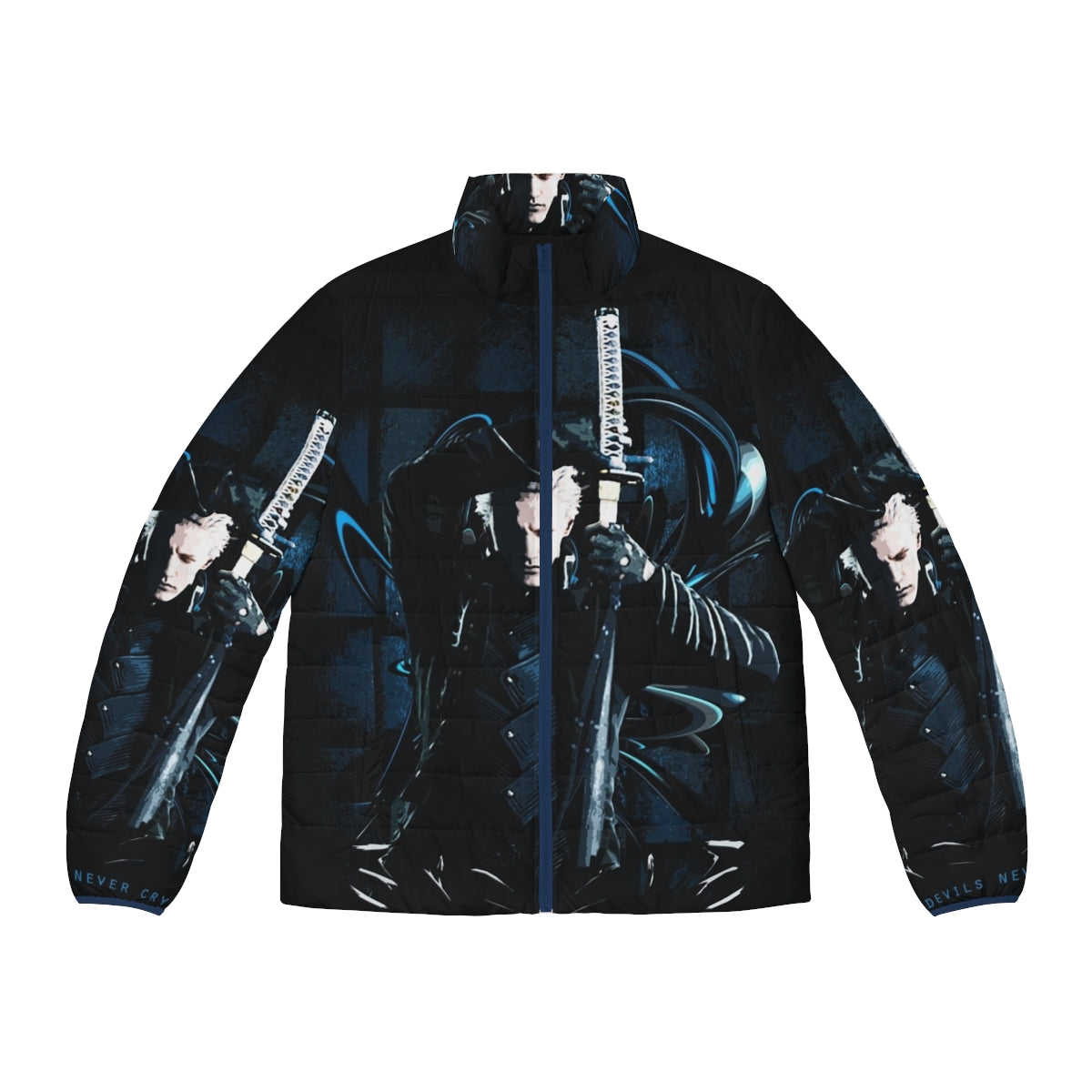 Devil May Cry 5 Puffer Jacket featuring Dante and Vergil inspired design