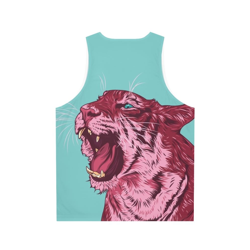 Magenta tiger vector art on unisex tank top - Back