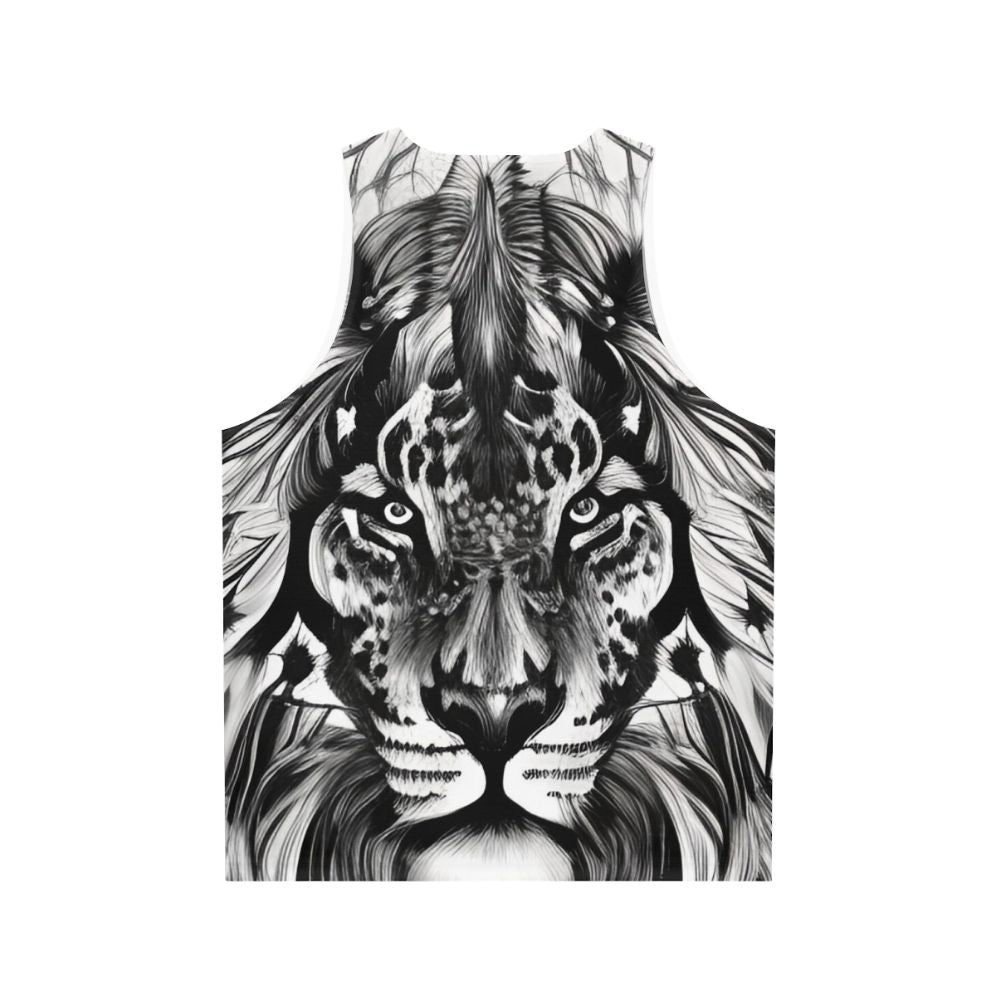 Colorful lion portrait graphic on unisex tank top - Back