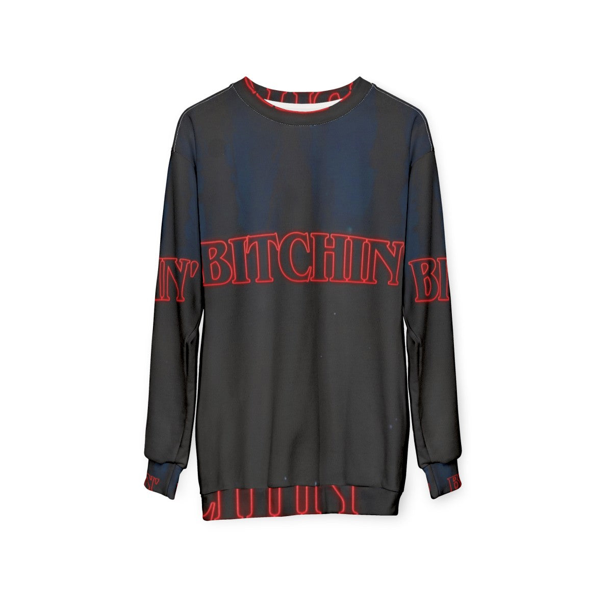 Bitchin Stranger Things Sweatshirt with Eleven and Demogorgon Graphics - hanging