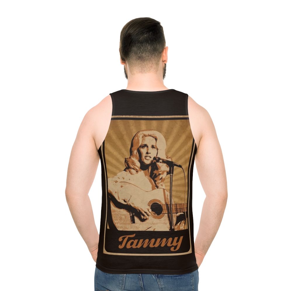 Unisex country music tank top with Tammy Wynette design - men back