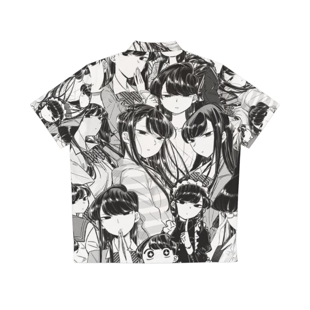 Komi The Silent Goddess Hawaiian Shirt, anime inspired black and white design - Back