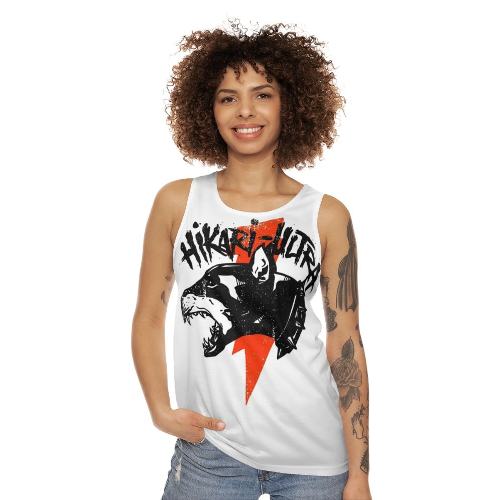 Unisex grunge vintage tank top with lightning bolt print - women