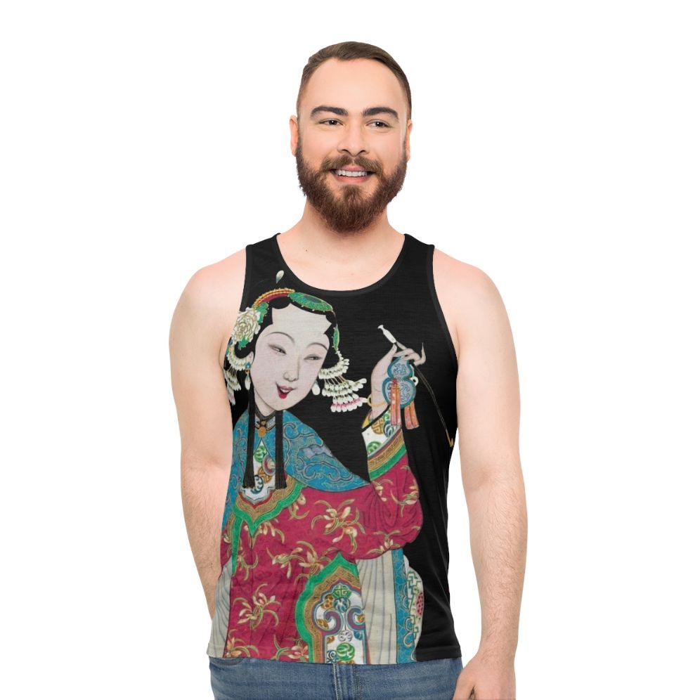 Unisex tank top featuring a captivating vintage Chinese opera figure - men