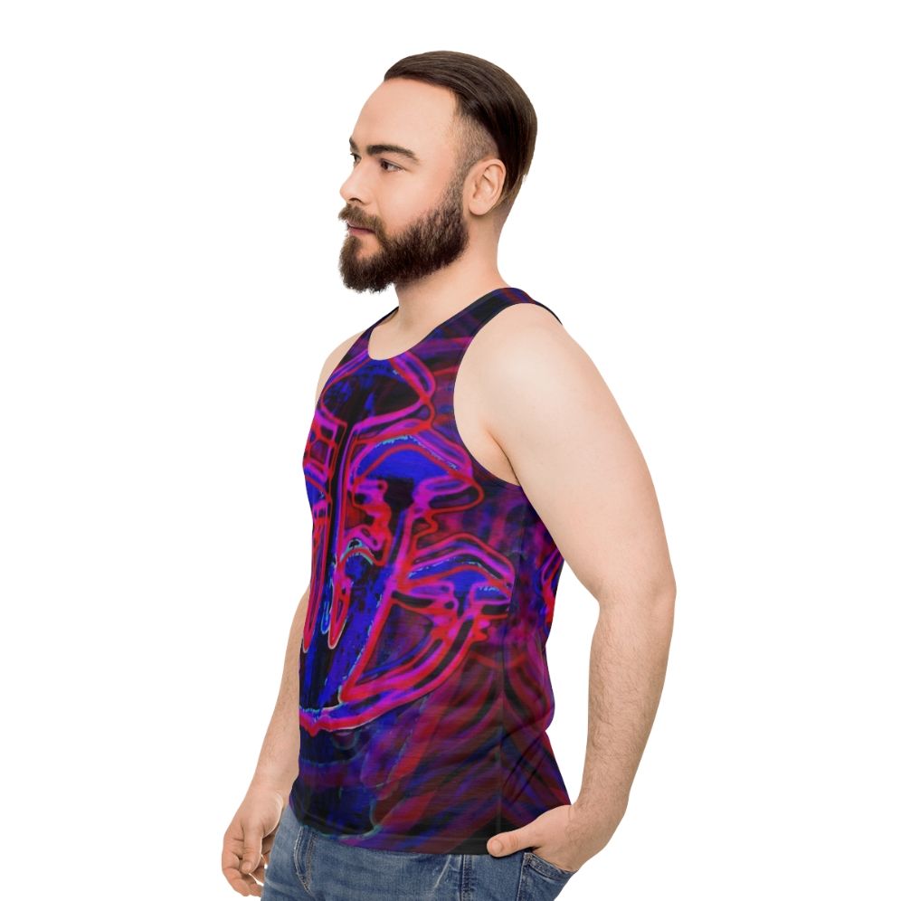 Neon shrooms glow-in-the-dark unisex tank top - men side