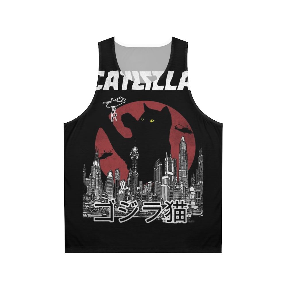 Vintage Catzilla Unisex Tank Top with Kawaii Japanese Cat Lover Design