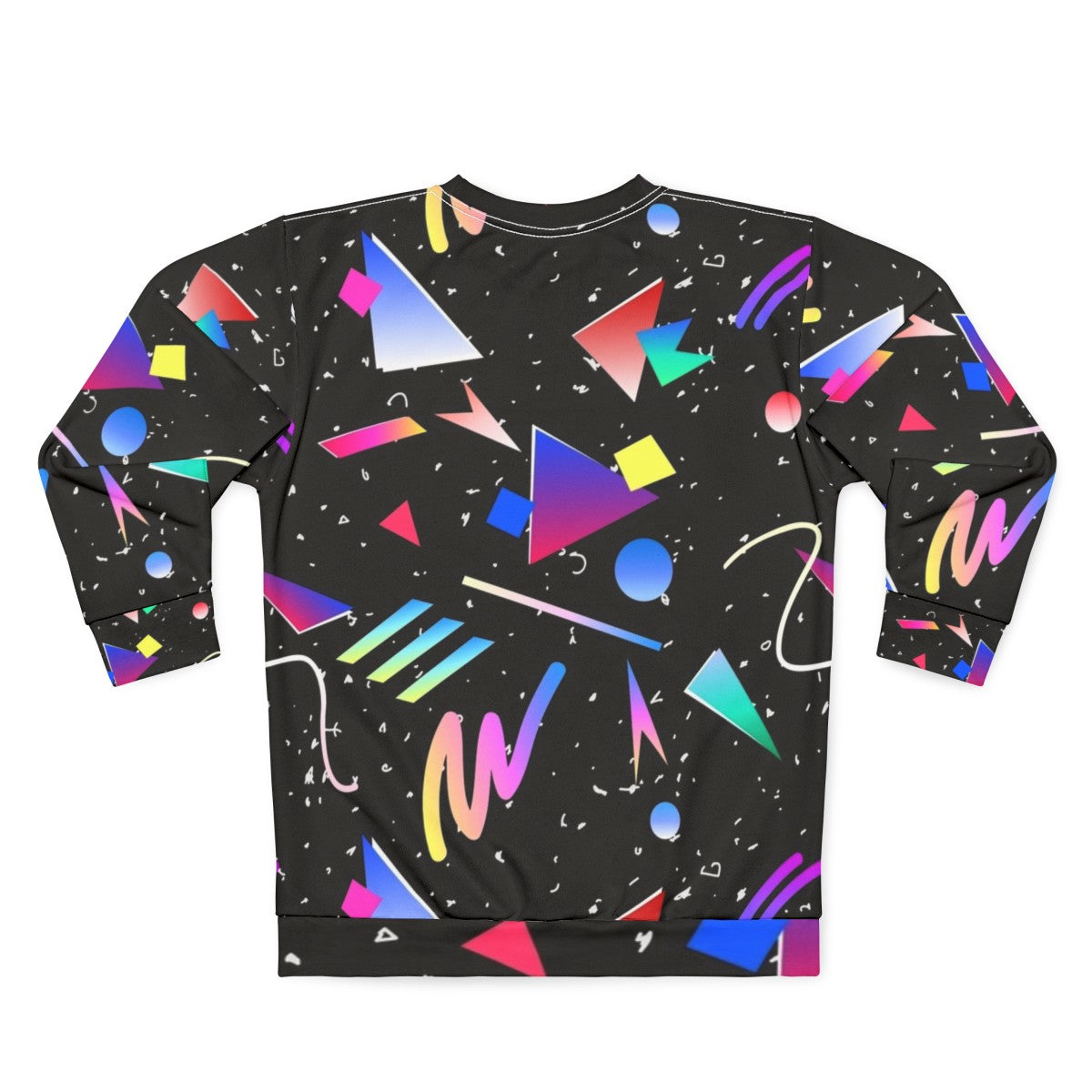 80s 90s Abstract Pattern Black Sweatshirt - Back