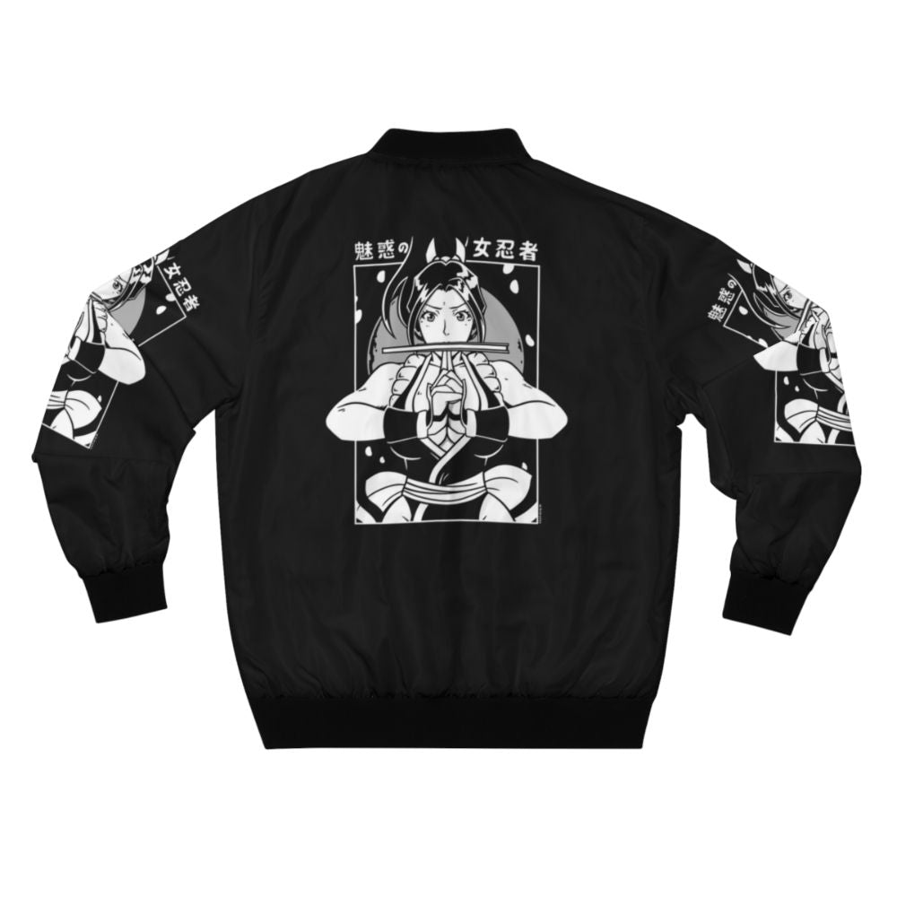 A stylish and powerful bomber jacket featuring a kunoichi goddess design for fighting and gaming enthusiasts. - Back