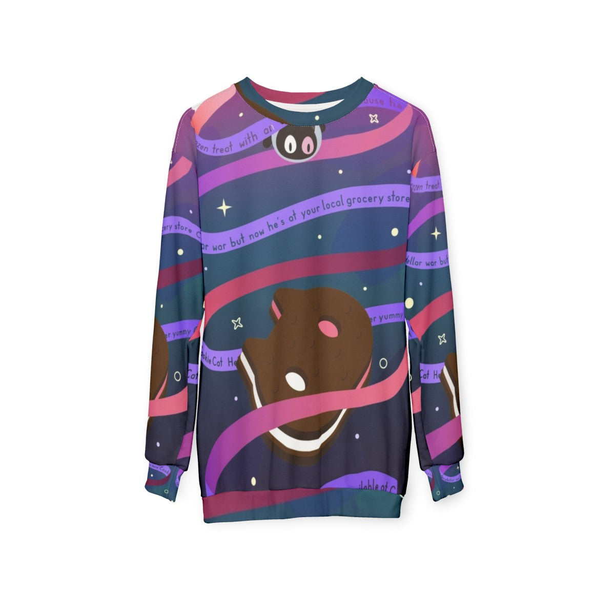 Cookie Cat Sweatshirt featuring the beloved character from Steven Universe - hanging