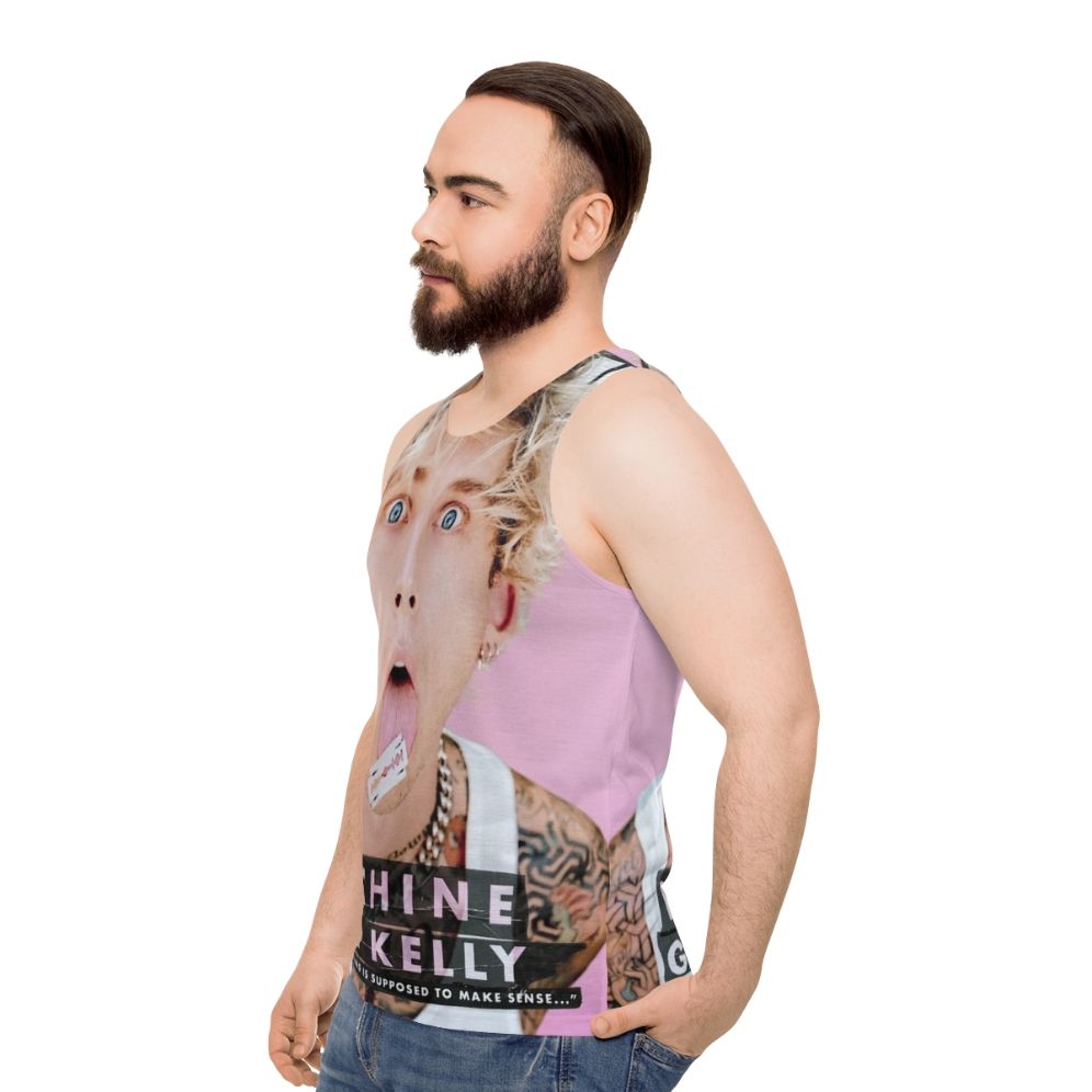 Unisex blonde rapper face print tank top - men side