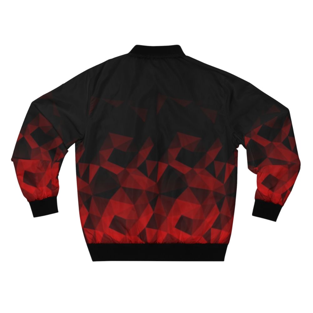 Abstract geometric polygonal pattern bomber jacket in red and black colors - Back