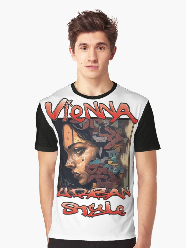 Vibrant and expressive Vienna urban street art graphic t-shirt - Men