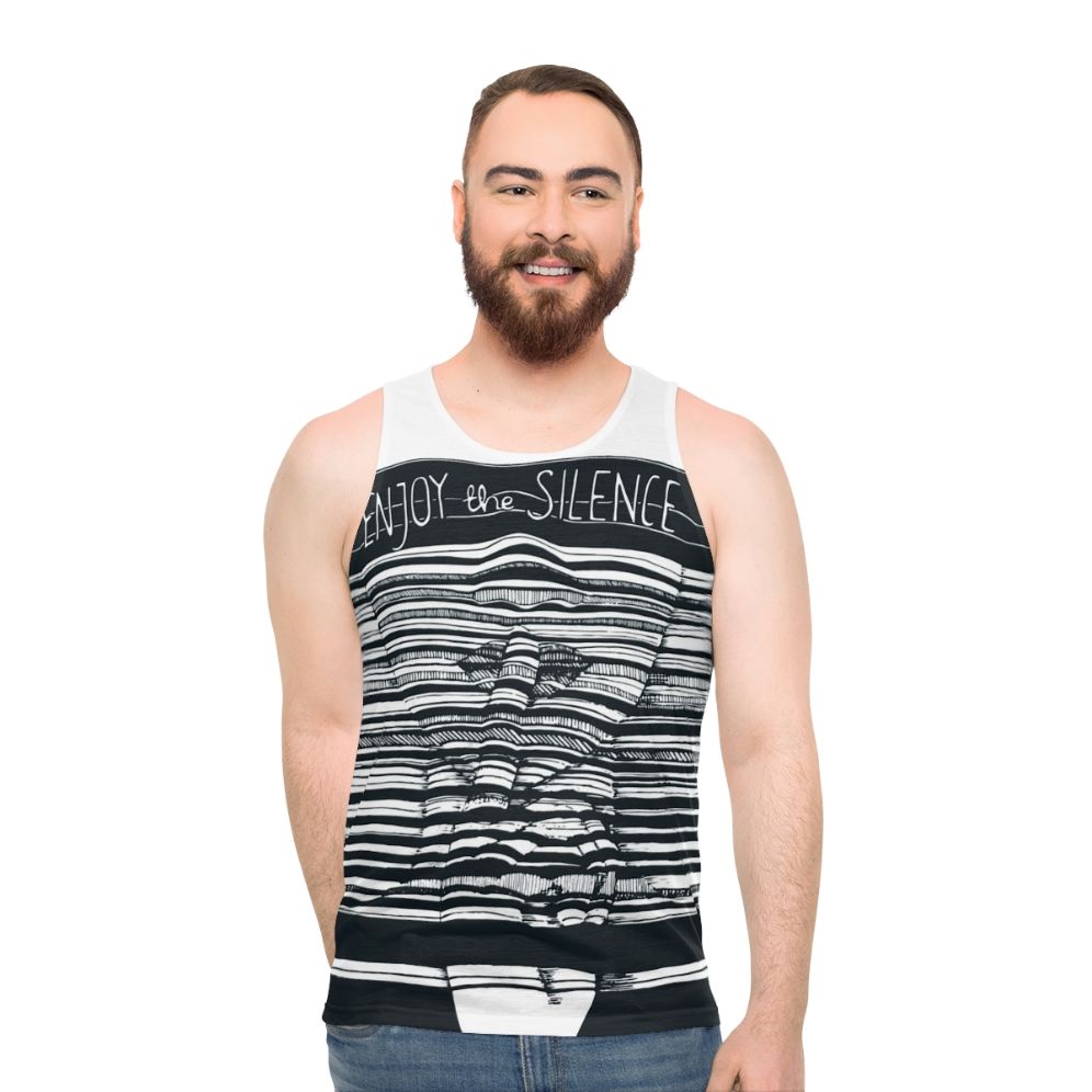 Unisex Graphic Tank Top with Depeche Mode Inspired Silence Design - men