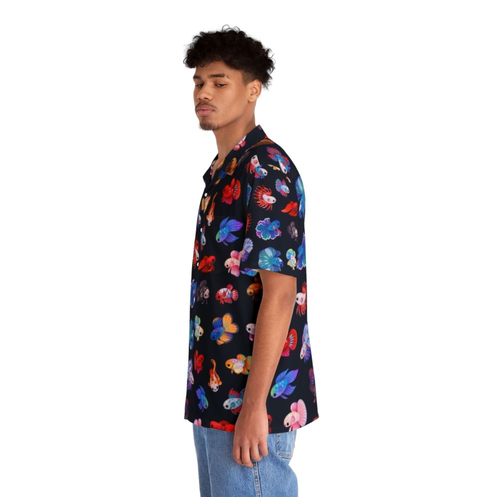 Betta fish Hawaiian shirt with tropical underwater design - People Left