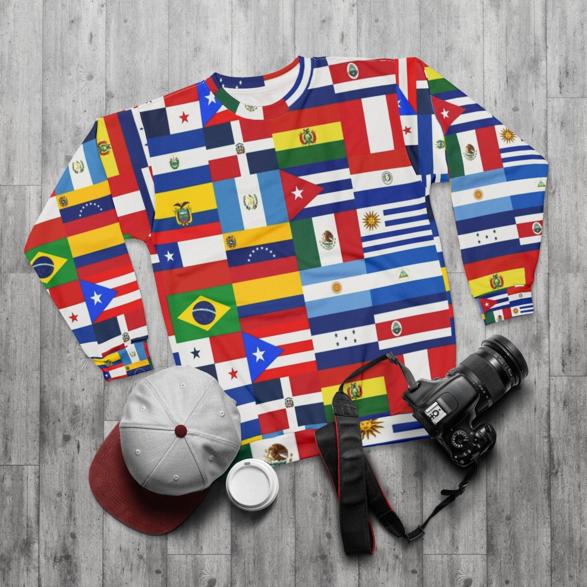 Latin America Flags Sweatshirt - flat lay