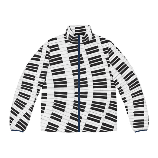 Piano keys puffer jacket with musical design