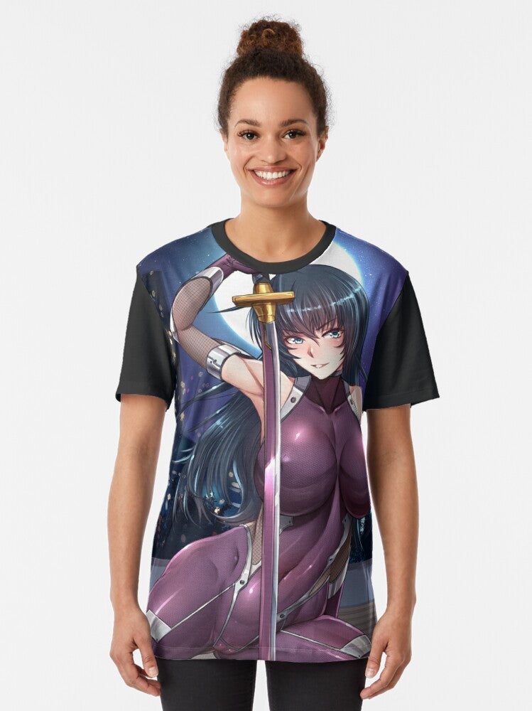 Taimanin Asagi anime inspired graphic t-shirt featuring the character Asagi - Women