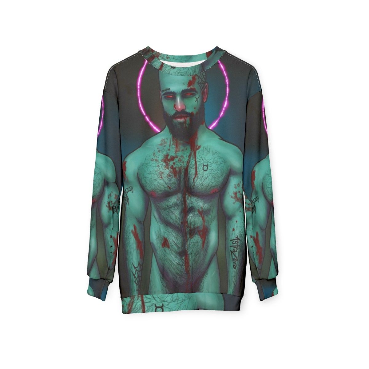 Astra Zero Dark Art LGBTQ Sweatshirt for Muscle Daddies - hanging