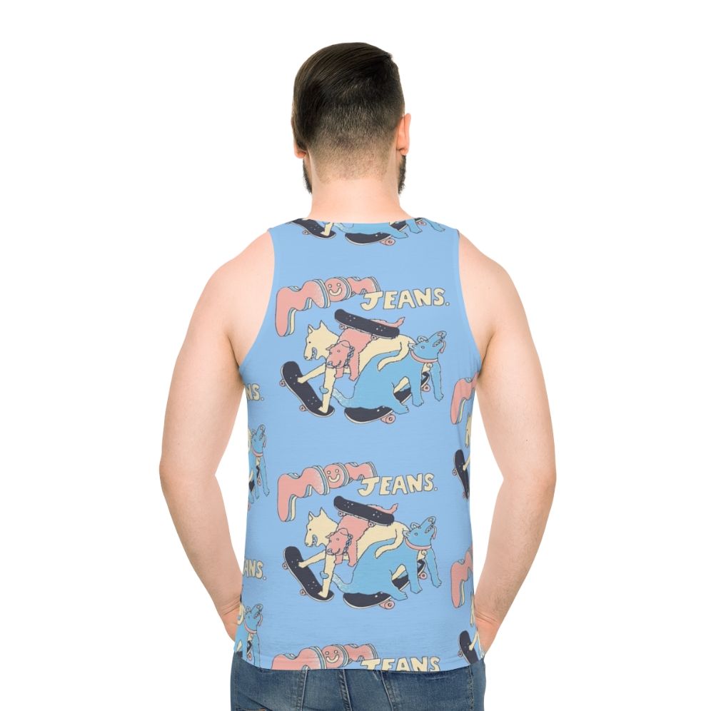 Indie band mom jeans puppy love unisex tank top - men back