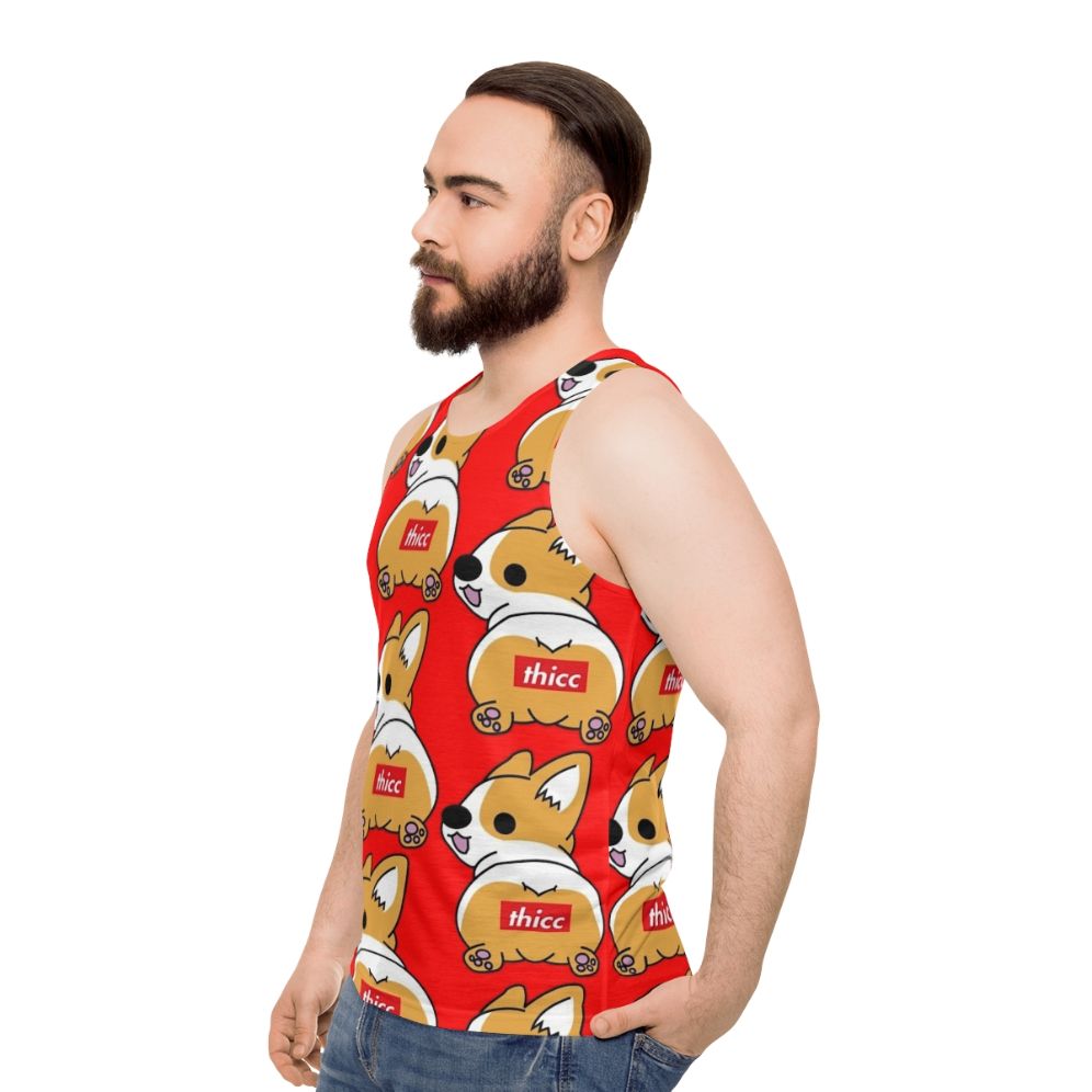 Thicc Corgi Butt Unisex Tank Top - men side