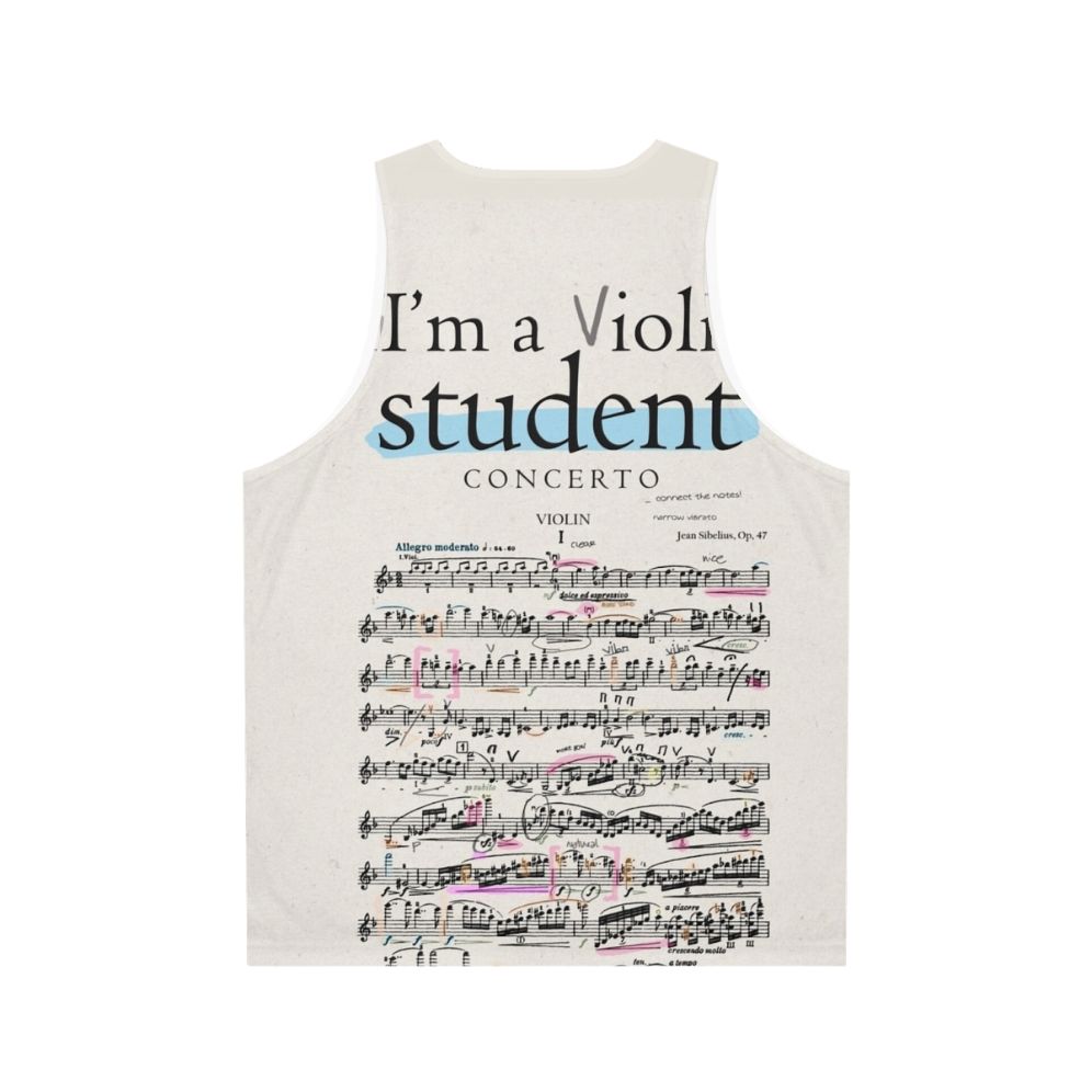 Violin student unisex tank top with music notes - Back