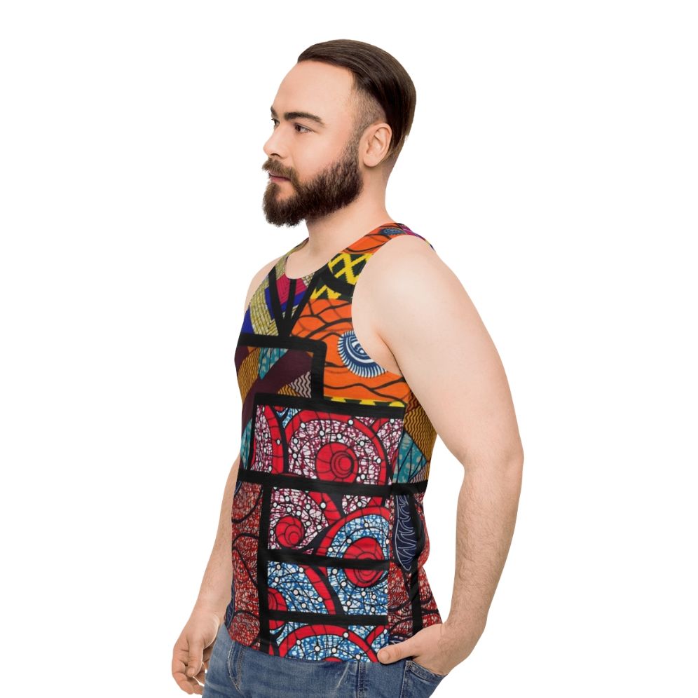 Vibrant African print unisex tank top - men side