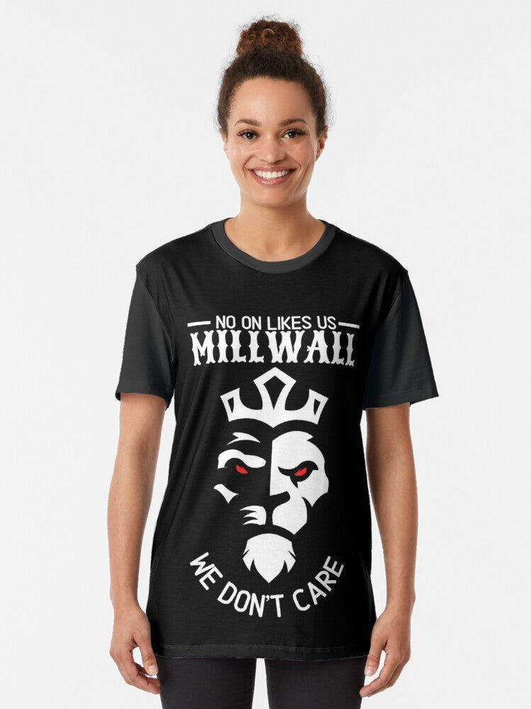 "Millwall Football Club Graphic T-Shirt featuring the iconic 'No One Likes Us' slogan" - Women