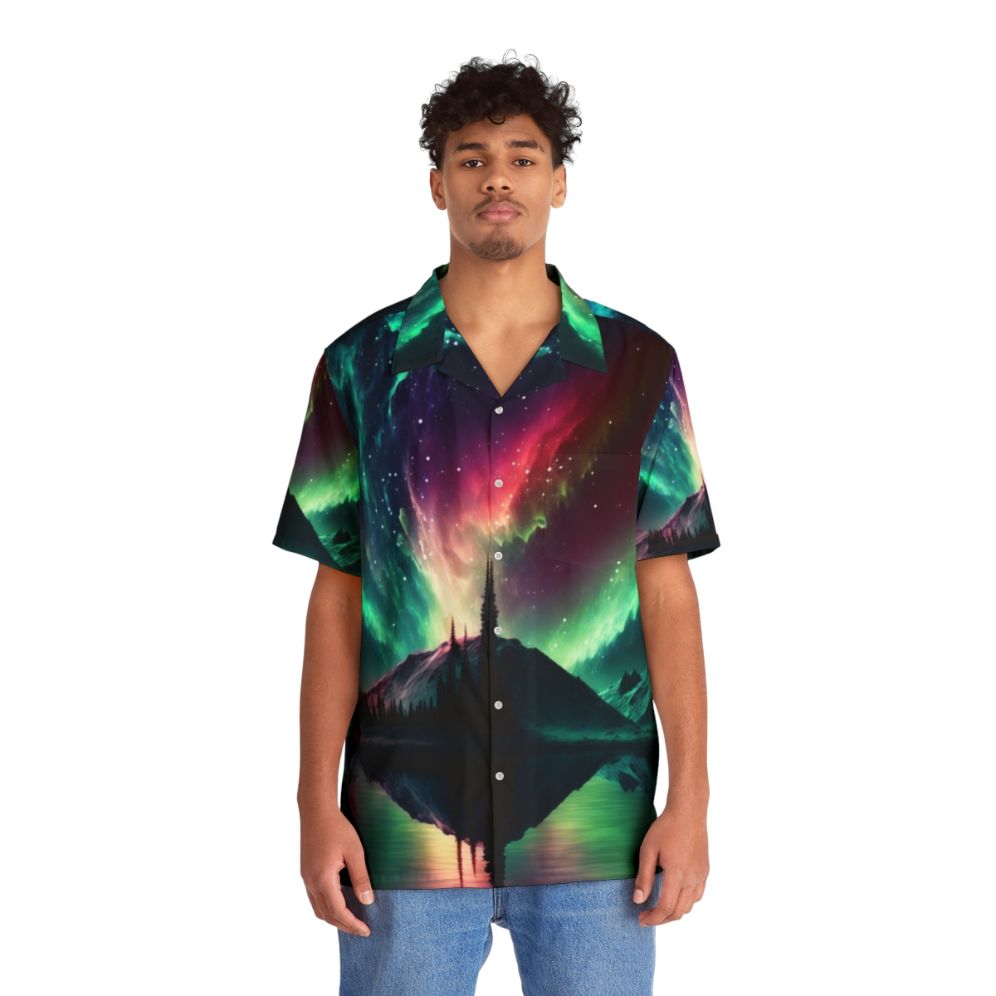 Aurora Borealis Hawaiian Shirt with Stunning Nature Landscape - People Front