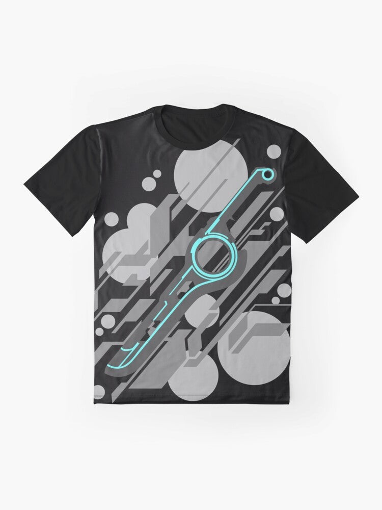 Monado Abstract (Grey) Graphic T-Shirt featuring the iconic Monado symbol from the Xenoblade Chronicles video game series - Flat lay