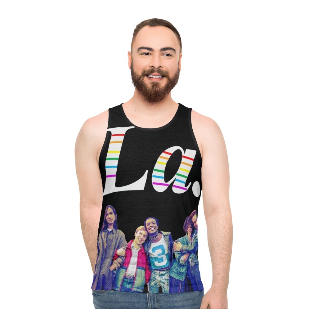 Colorful unisex tank top featuring "It's a Sin" design - men