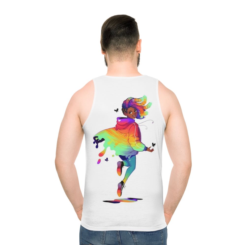 Unisex raincoat tank top with graphic design - men back