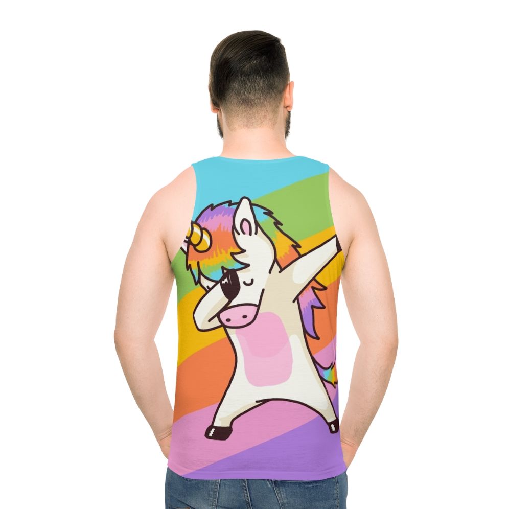 Dabbing Unicorn Hip Hop Dab Pose Unisex Tank Top - men back