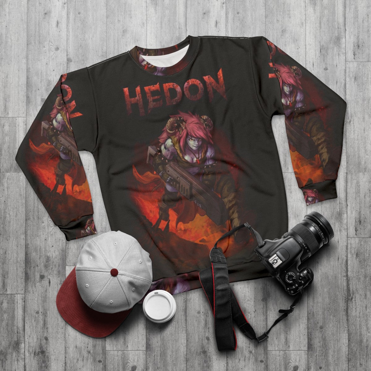 Hedon Fantasy Video Game Inspired Splash Sweatshirt - flat lay