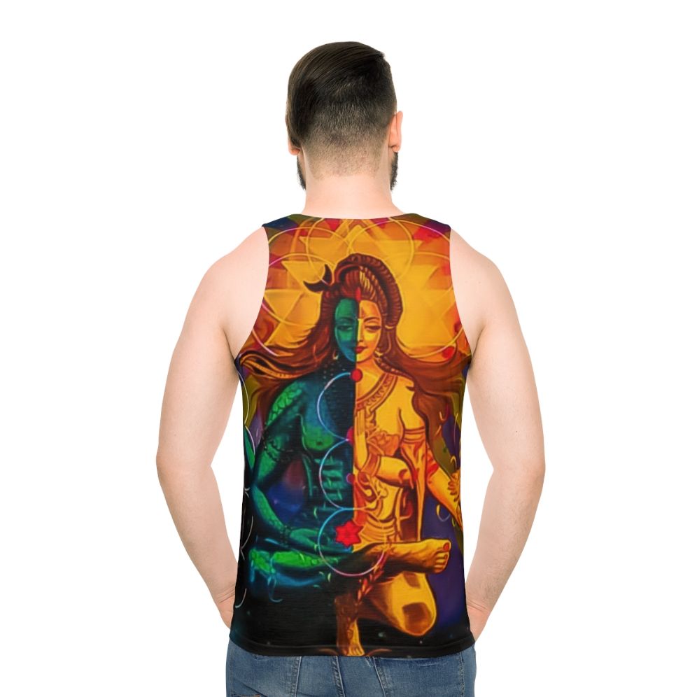 Shiva and Parvati Spiritual Unisex Tank Top - men back