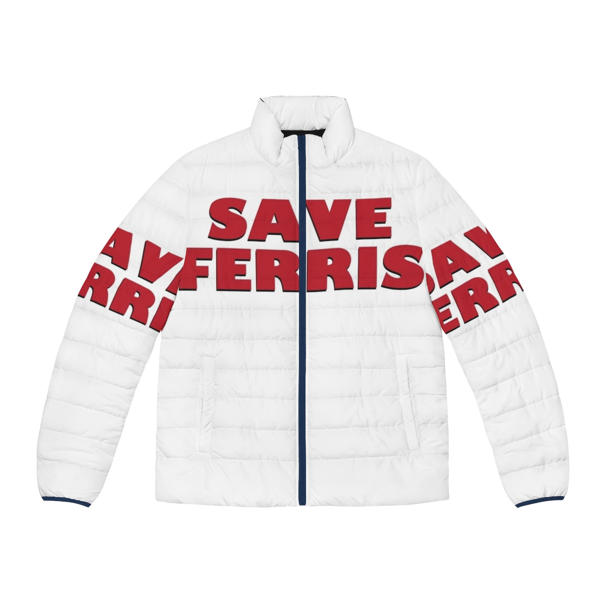 Save Ferris 80s puffer jacket with vintage movie inspired design