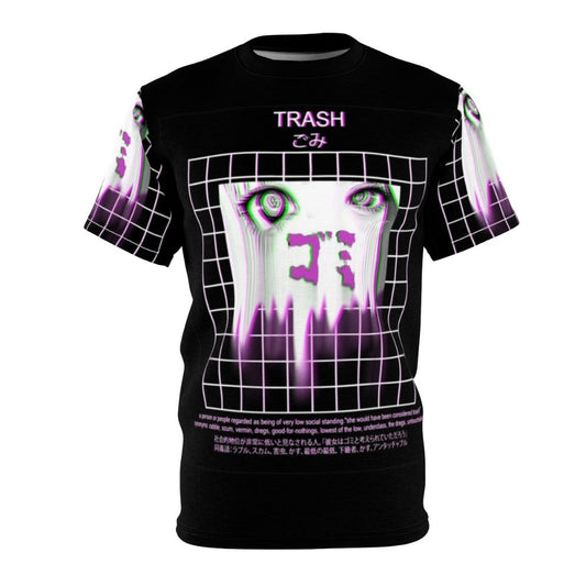 Anime-inspired t-shirt with a Japanese aesthetic and sad, grunge-inspired design