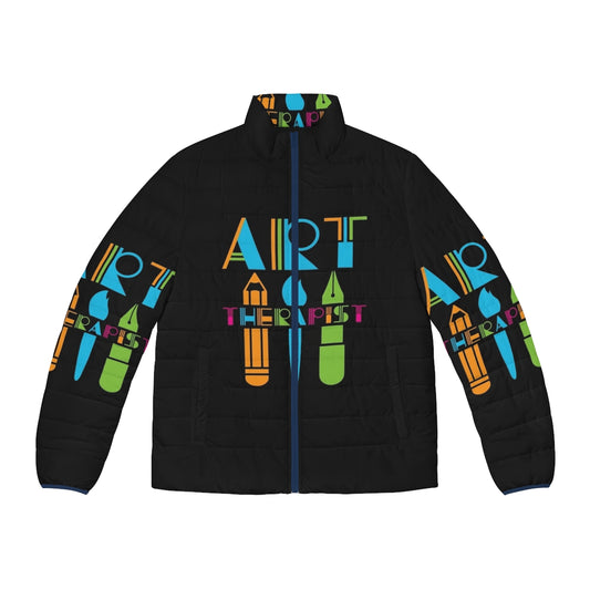 Art Therapist Puffer Jacket featuring creative expression and mental health support