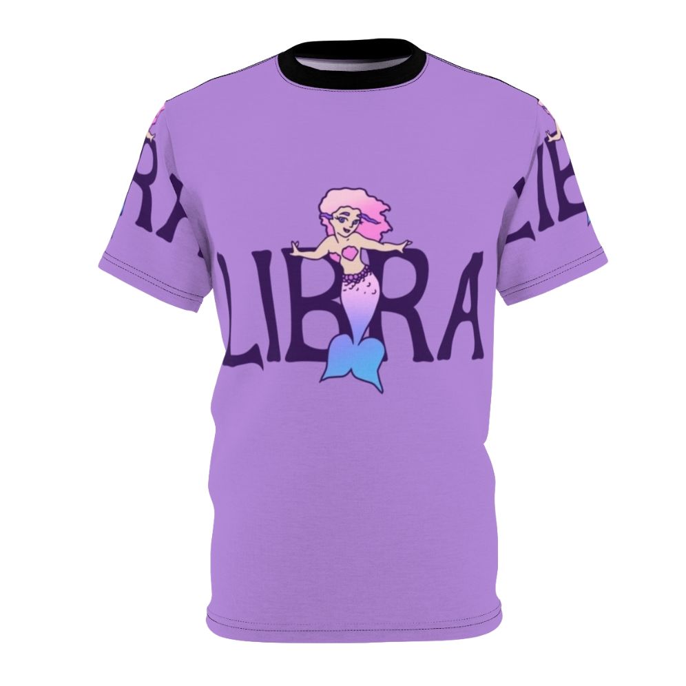 Libra mermaid illustration on a pink t-shirt