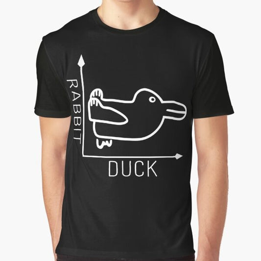 Wittgenstein Rabbit Duck Illusion Graphic T-Shirt featuring the famous philosophical optical illusion