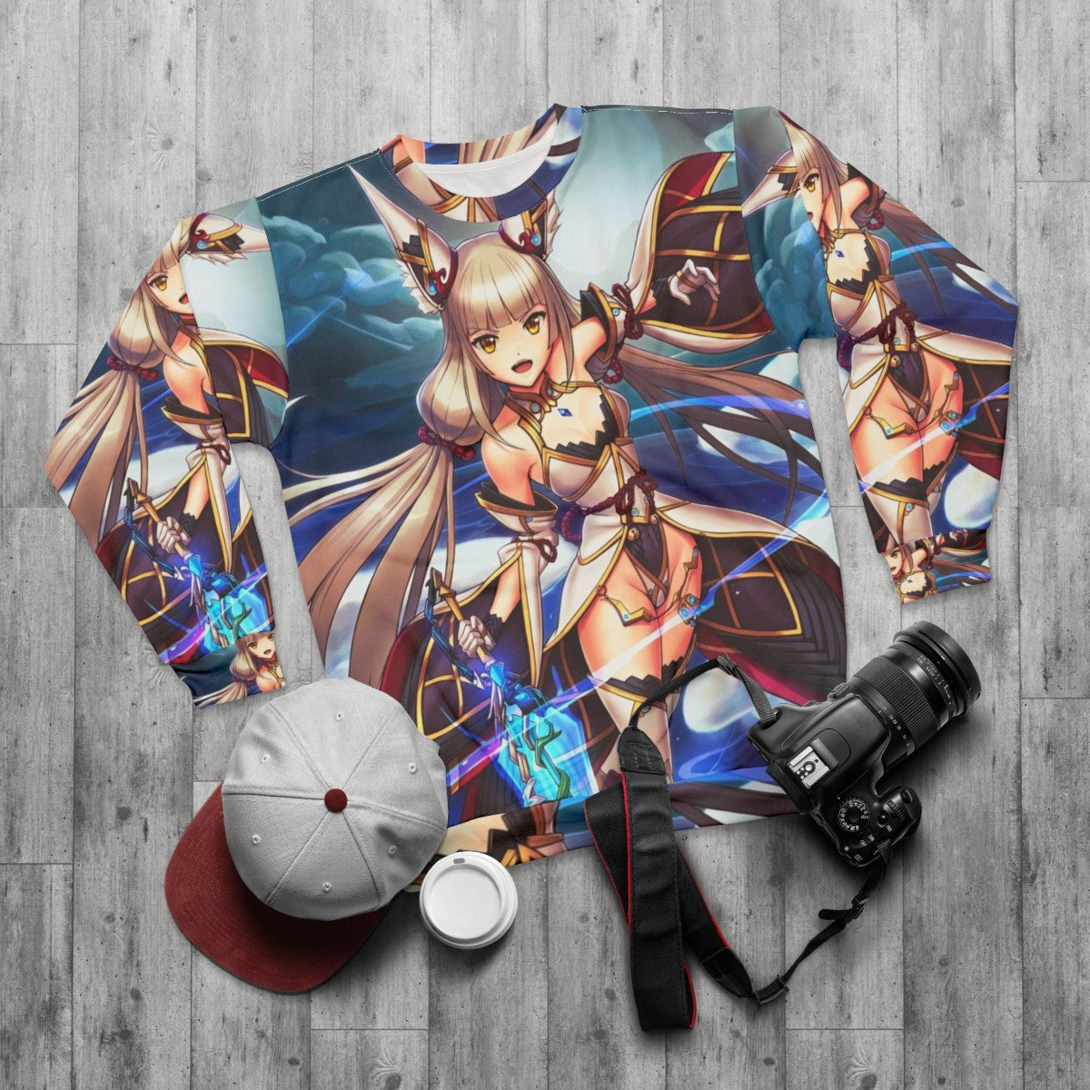 Nia Blade anime-inspired sweatshirt - flat lay