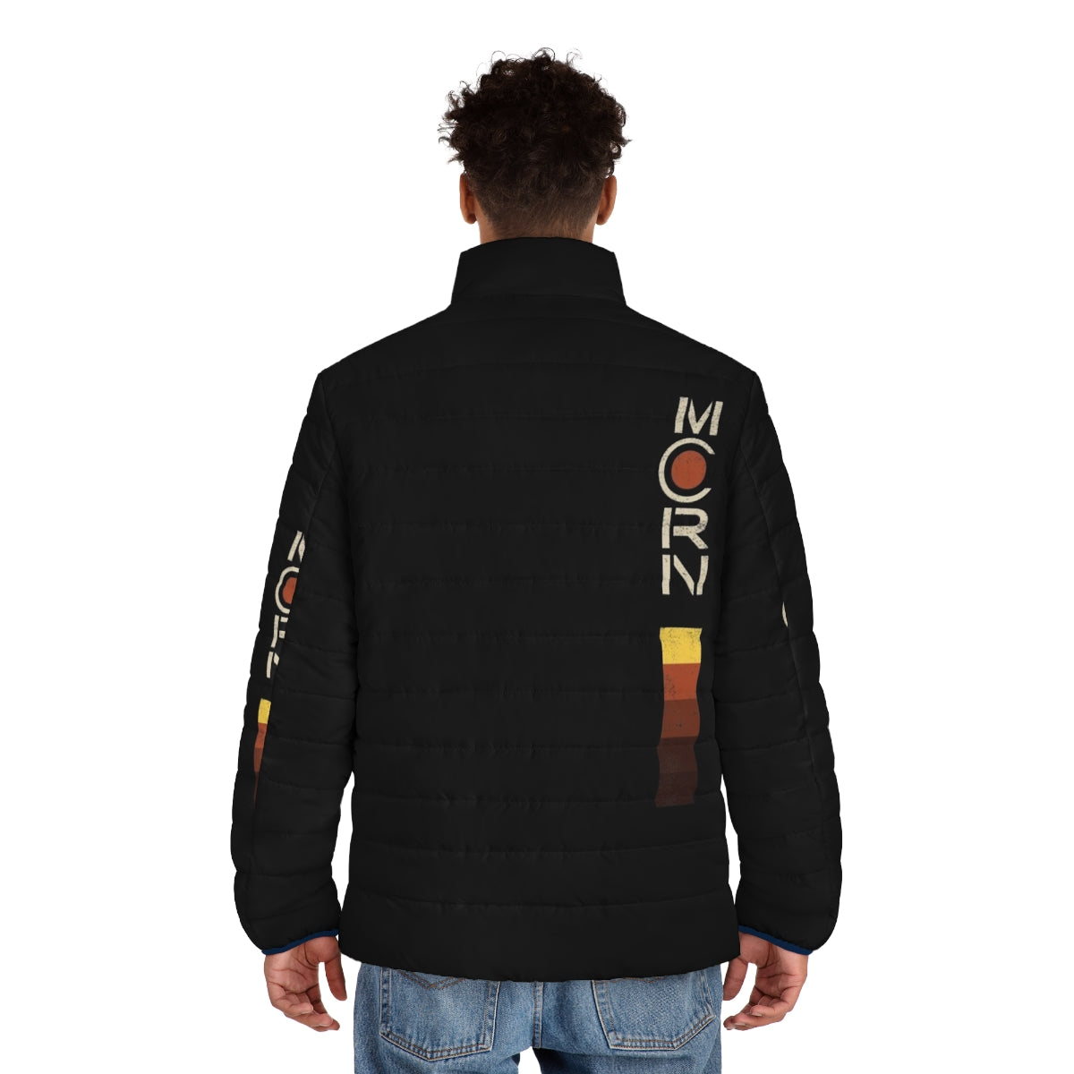 Vintage MCRN Uniform Distressed Puffer Jacket with The Expanse inspired sci-fi design - men back