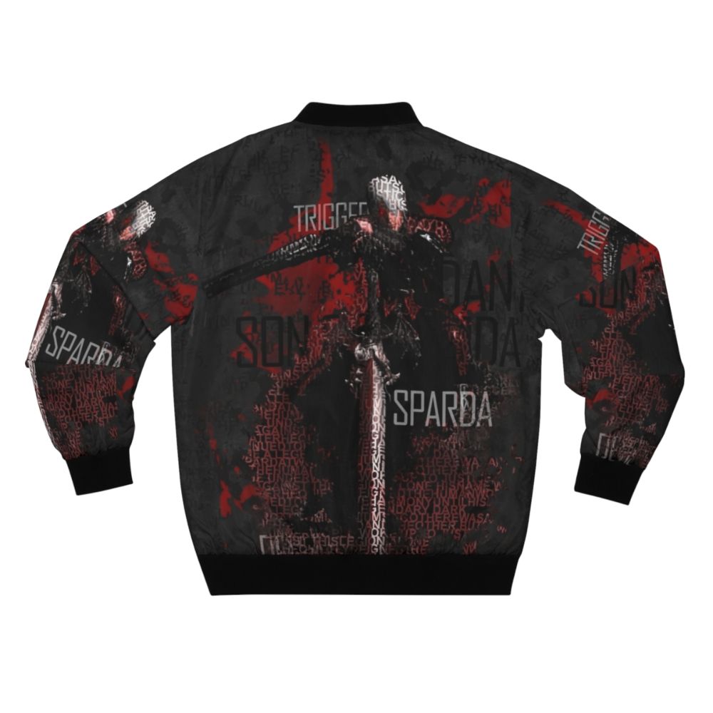 Devil May Cry Dante Demon Hunter Bomber Jacket featuring a modern art design with quotes and words - Back