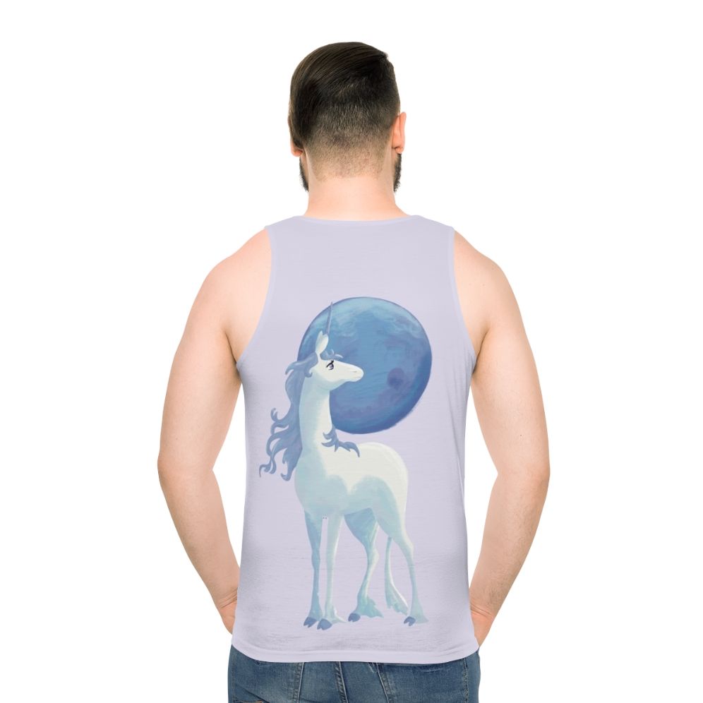 The Last Unicorn Unisex Tank Top featuring a mythical unicorn - men back