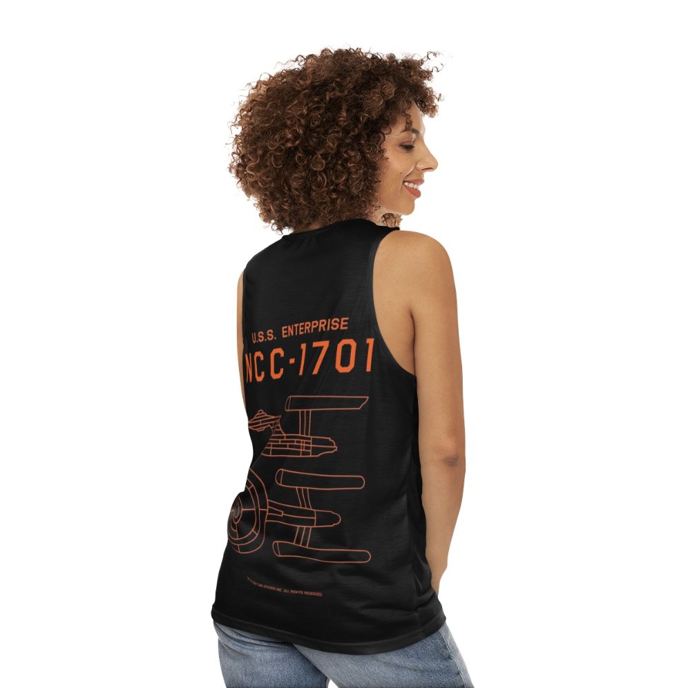 Star Trek USS Enterprise NCC-1701 Schematic Unisex Tank Top - women back