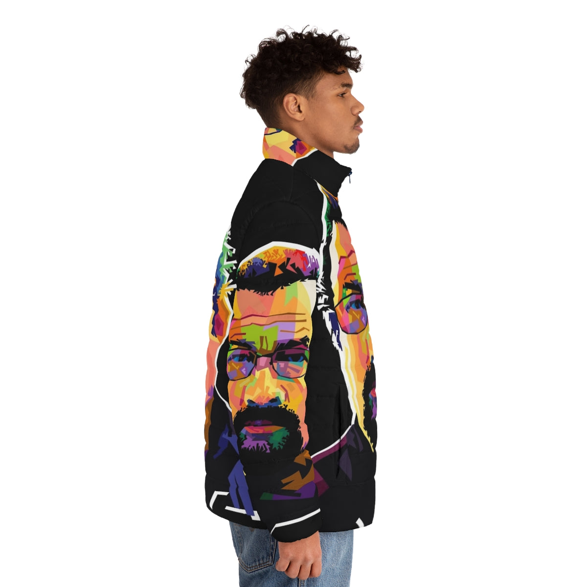 Steven Seagal in a vibrant pop art-inspired puffer jacket - men side right