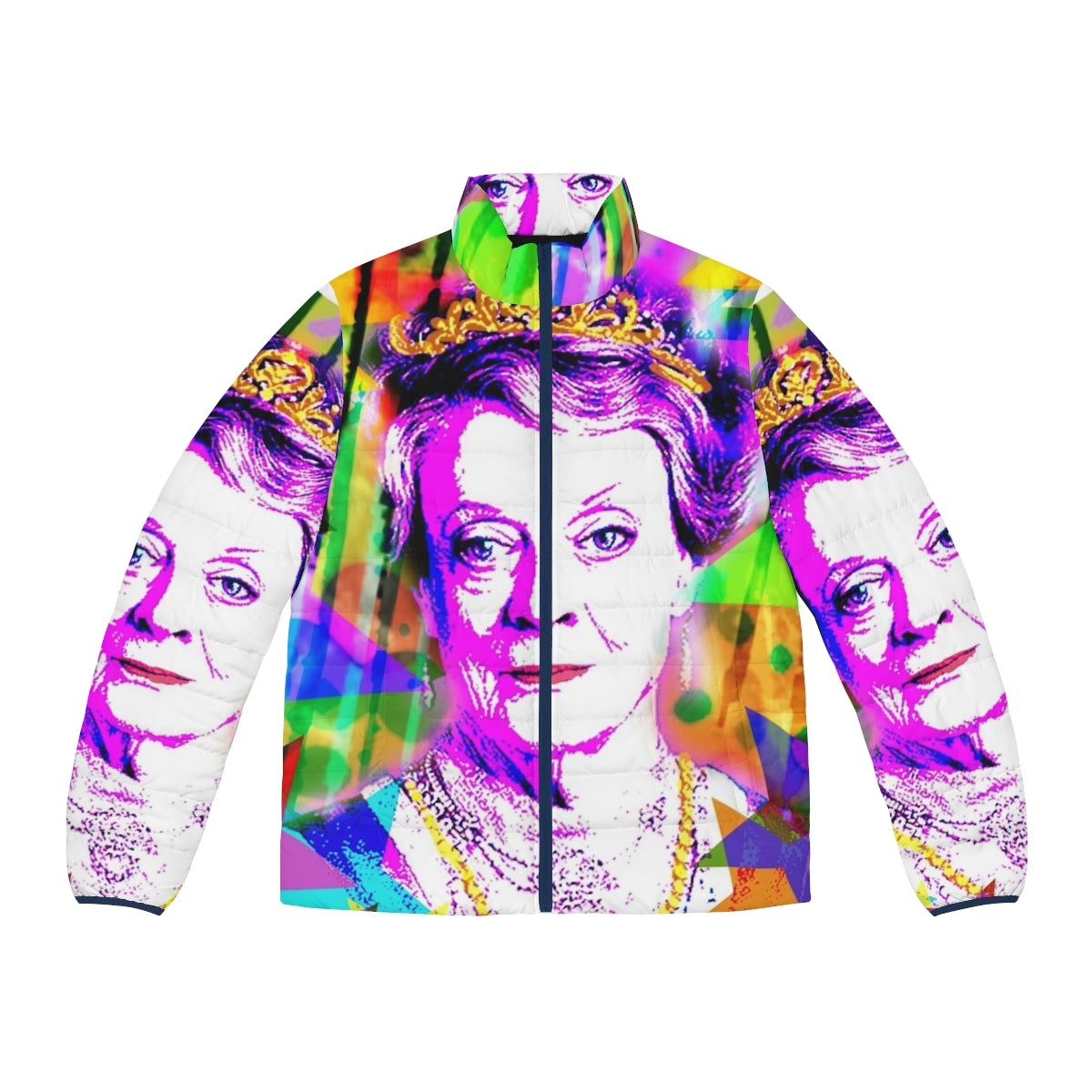 Dame Maggie Smith wearing a chic puffer jacket, an LGBTQ+ fashion icon