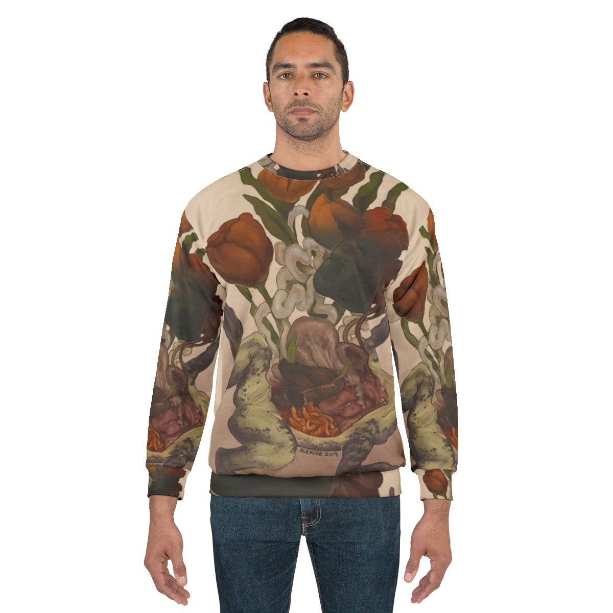 Frog dissection sweatshirt with scientific illustration of frog anatomy - men