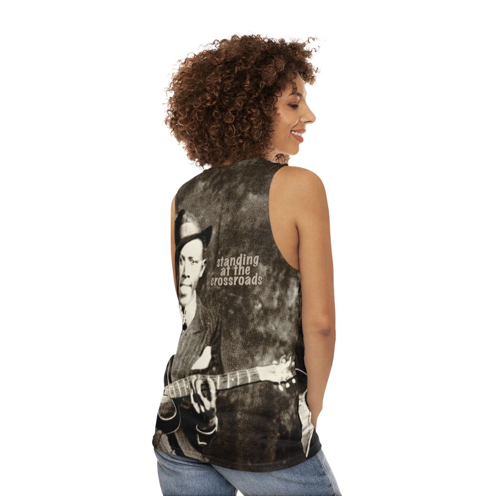 Blues guitar crossroads unisex tank top - women back